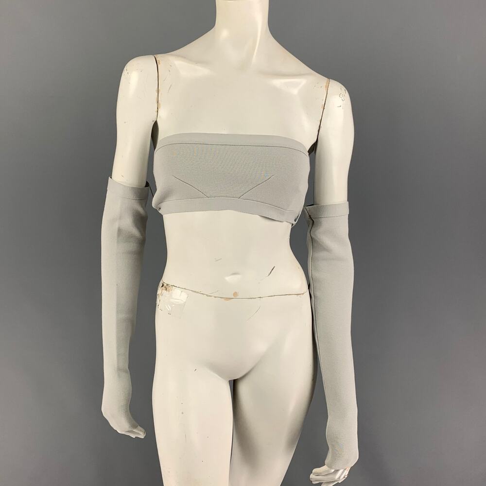 ZEYNEP ARCAY Size 2 Grey Viscose Polyester Convertible Off The Shoulder Top